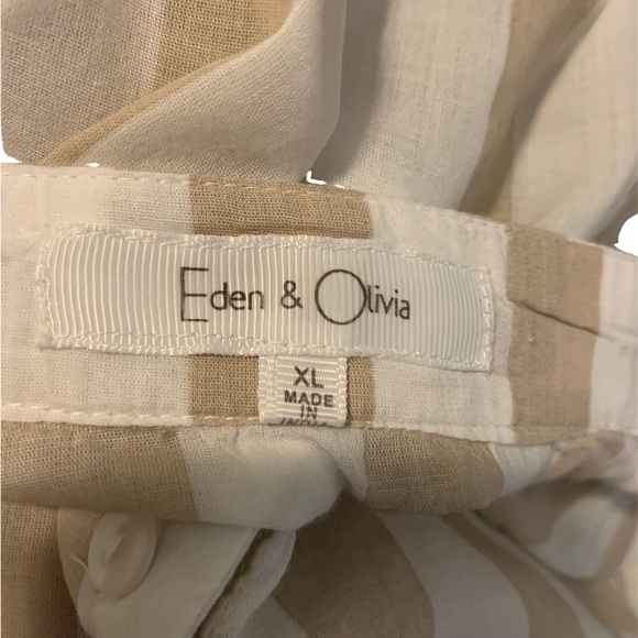 EDEN & OLIVIA LADIES L/ S TAN & WHITE BLOUSE - Picture 7 of 7